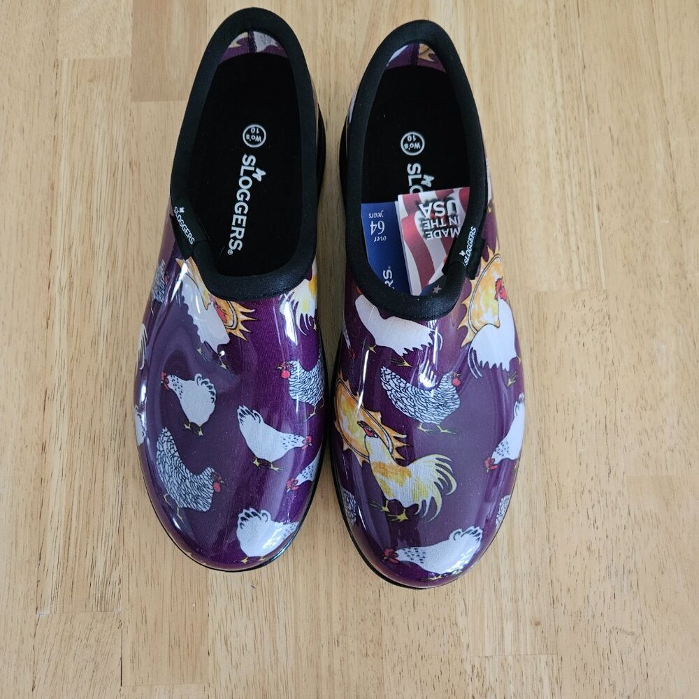 Sloggers Rain & Garden Shoes - Chicken Purple - size 10 - NWT - Picture 2 of 10